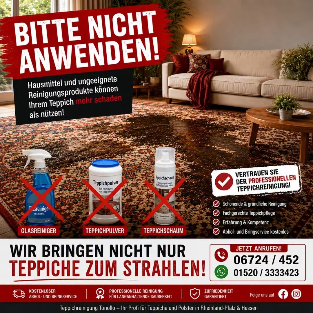 Flecken auf Teppichen und Polstermöbeln – ein Expertentipp von Tonollo